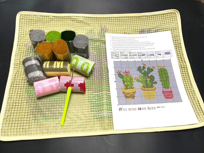 HCDMRE Tapestry Kits Latch Hook Rug Kit Carpet Embroidery Needlework Button Package DIY Hook Point Rug Cactus - Image 4